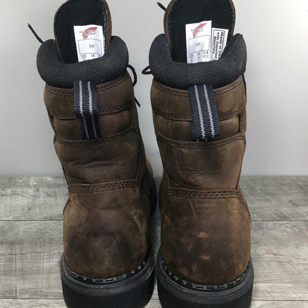 Red Wing Shoes Mens 414 Brown Leather Work Waterproof Dry Soft Toe Boots Size 12 - Picture 7 of 11